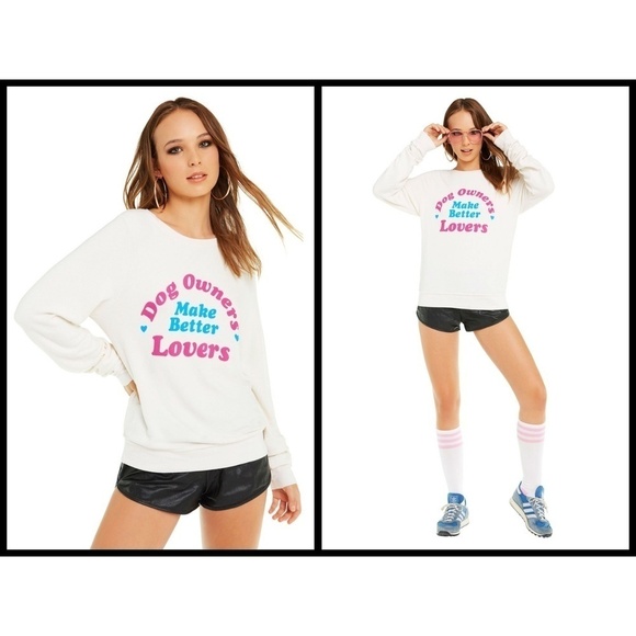 💕WILDFOX💕 Dog Owners Make Better Lovers Baggy Beach Jumper Sweatshirt M - Picture 1 of 13